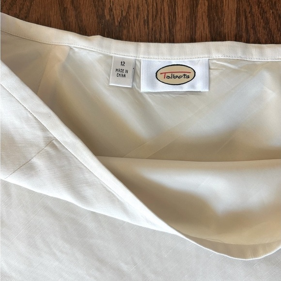 Talbots Linen Cotton Blend A-Line Off White & Floral Midi Skirt Size 12 - Picture 8 of 12